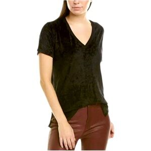 Michael Stars Velvet V Neck Black Short Sleeve Tee